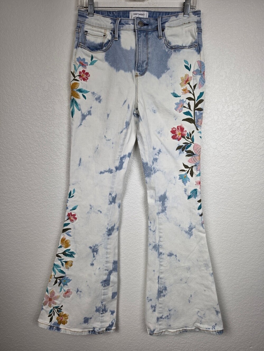Driftwood x Free People Floral Embroidered Flared Jeans